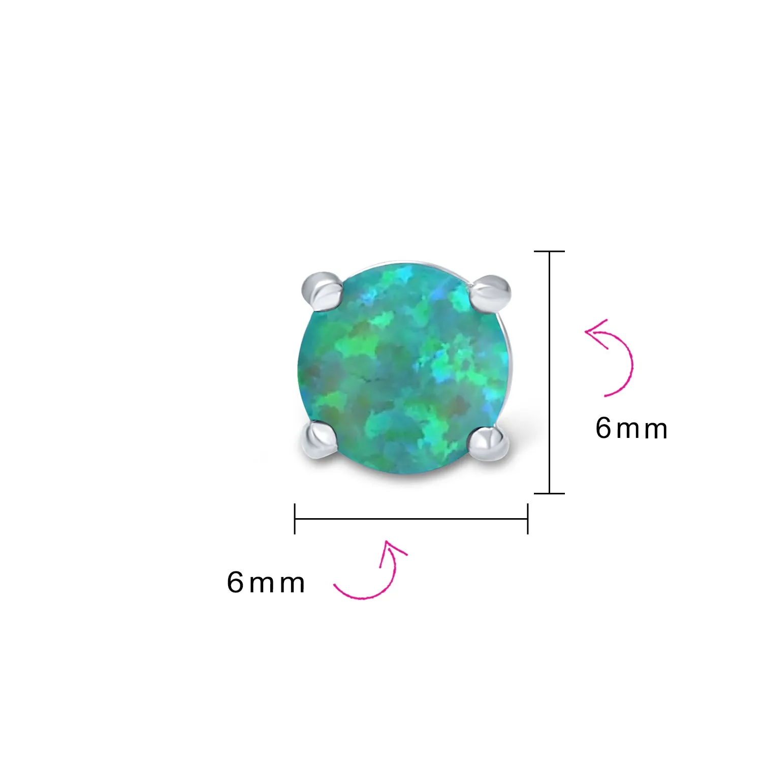 1CT Lab Created Fire Opal Round Solitaire Stud Earrings Sterling Silver 6MM