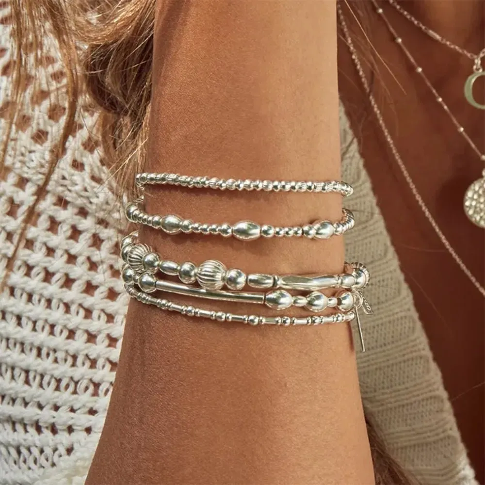 ChloBo Rhythm Of Water Silver Bead Bracelet