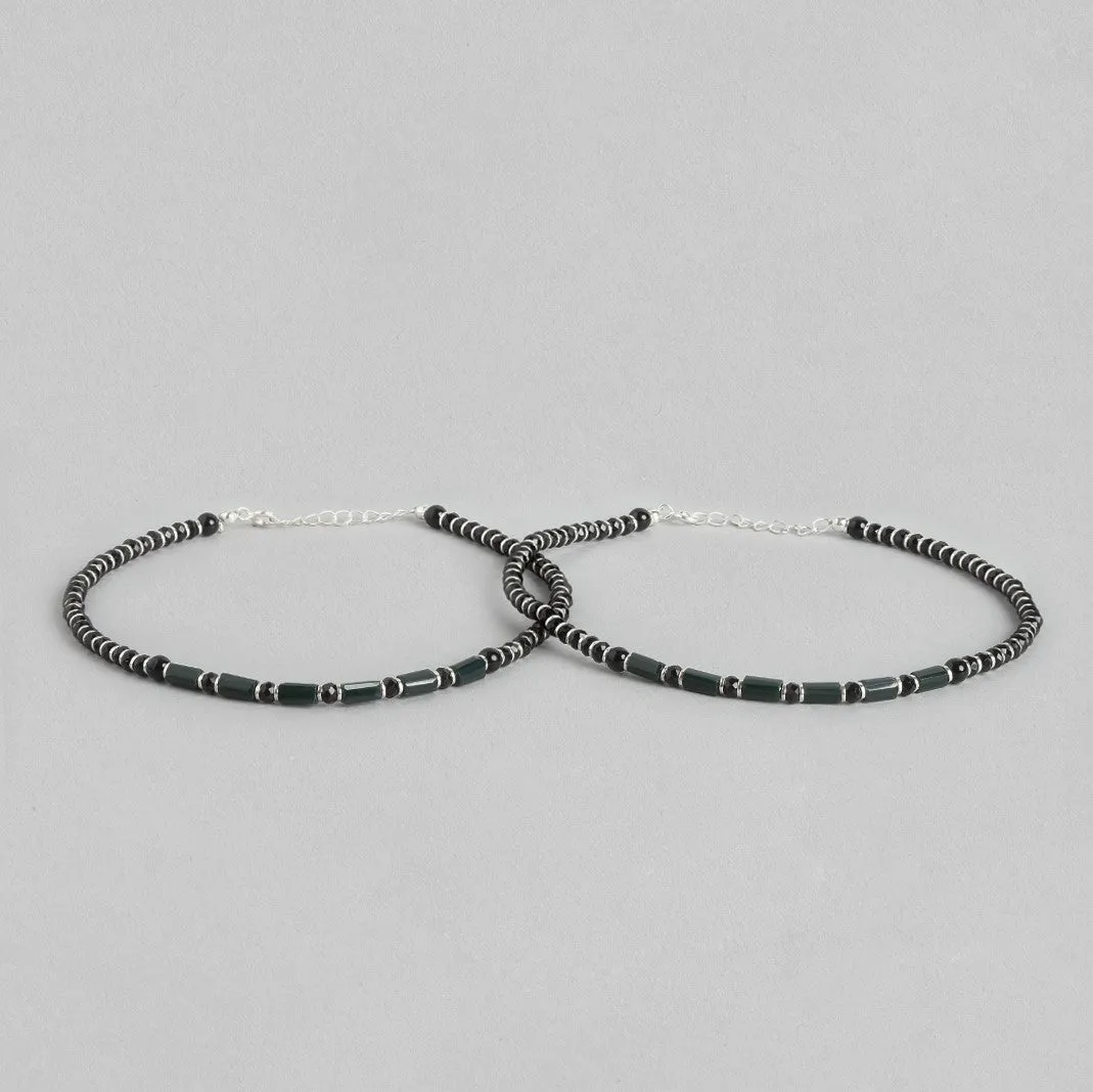 Enchanting Shadows Rhodium Plated 925 Sterling Silver Anklet