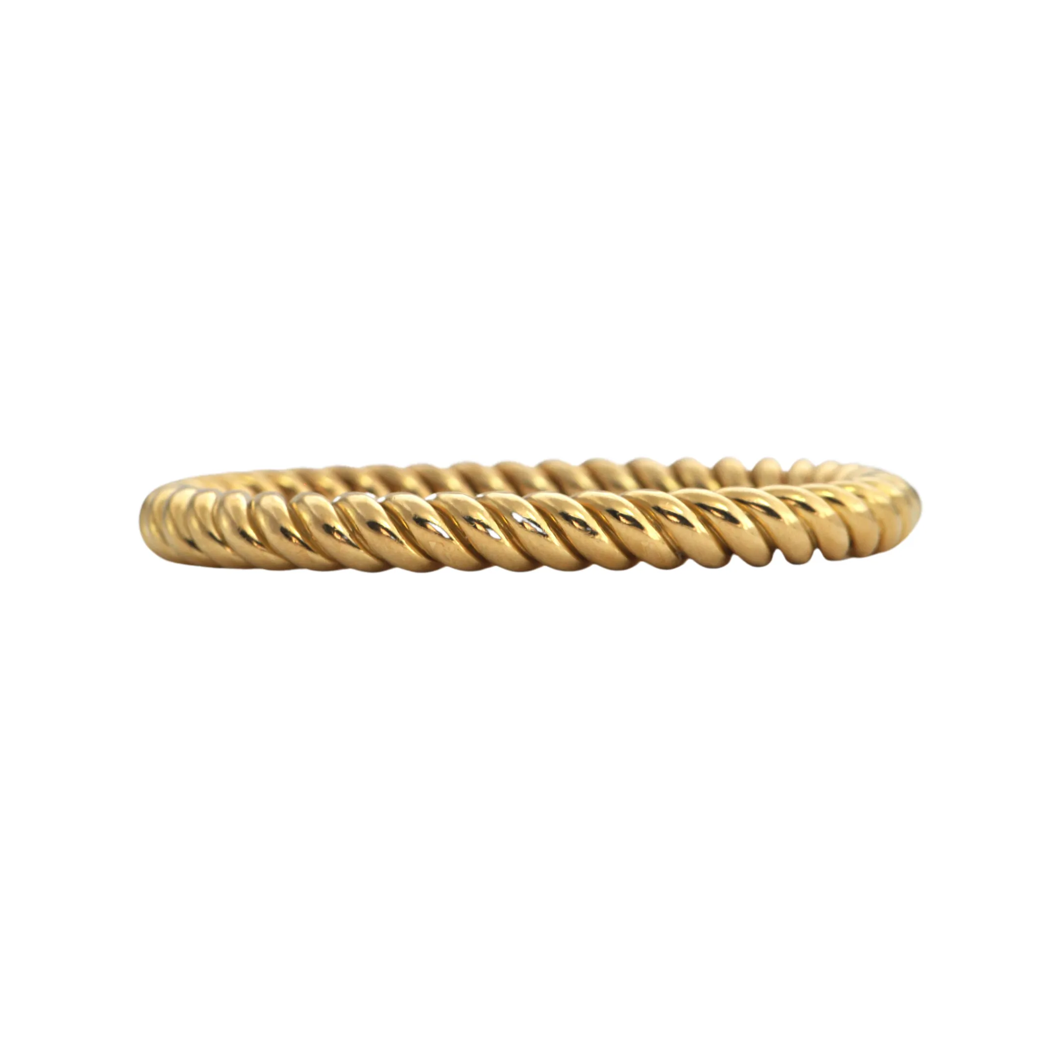 Estate Italian 18K Gold Hinged Rectangular Ridged Bangle Bracelet